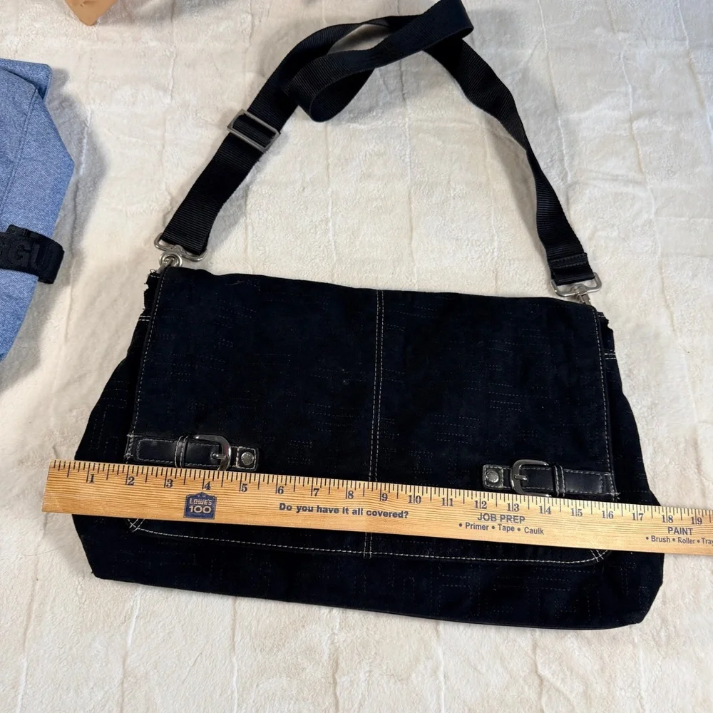 Tommy Hilfiger Vintage Cross Body Black Suade Messenger Bag